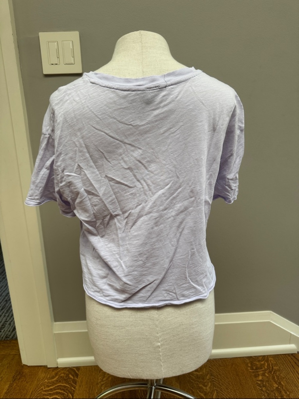 Bobi Los Angeles Lavender 100% Cotton Boxy Crop Tee Small Slub Knit T Shirt - Picture 4 of 7